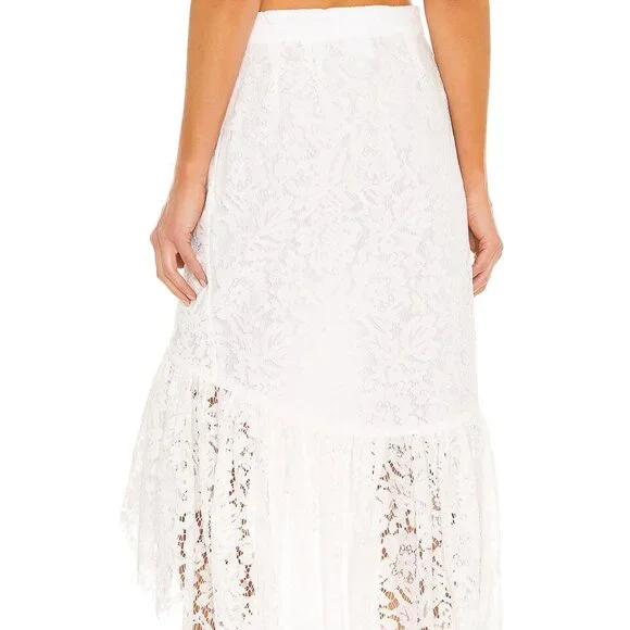 Just Bee Queen Carmella White Lace Midi Skirt - Size Large - Picture 8 of 10